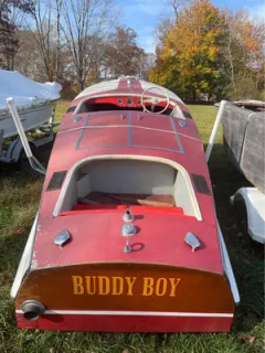 1947 Chris Craft 19 foot Red & White Racer Boat — thumbnail 4